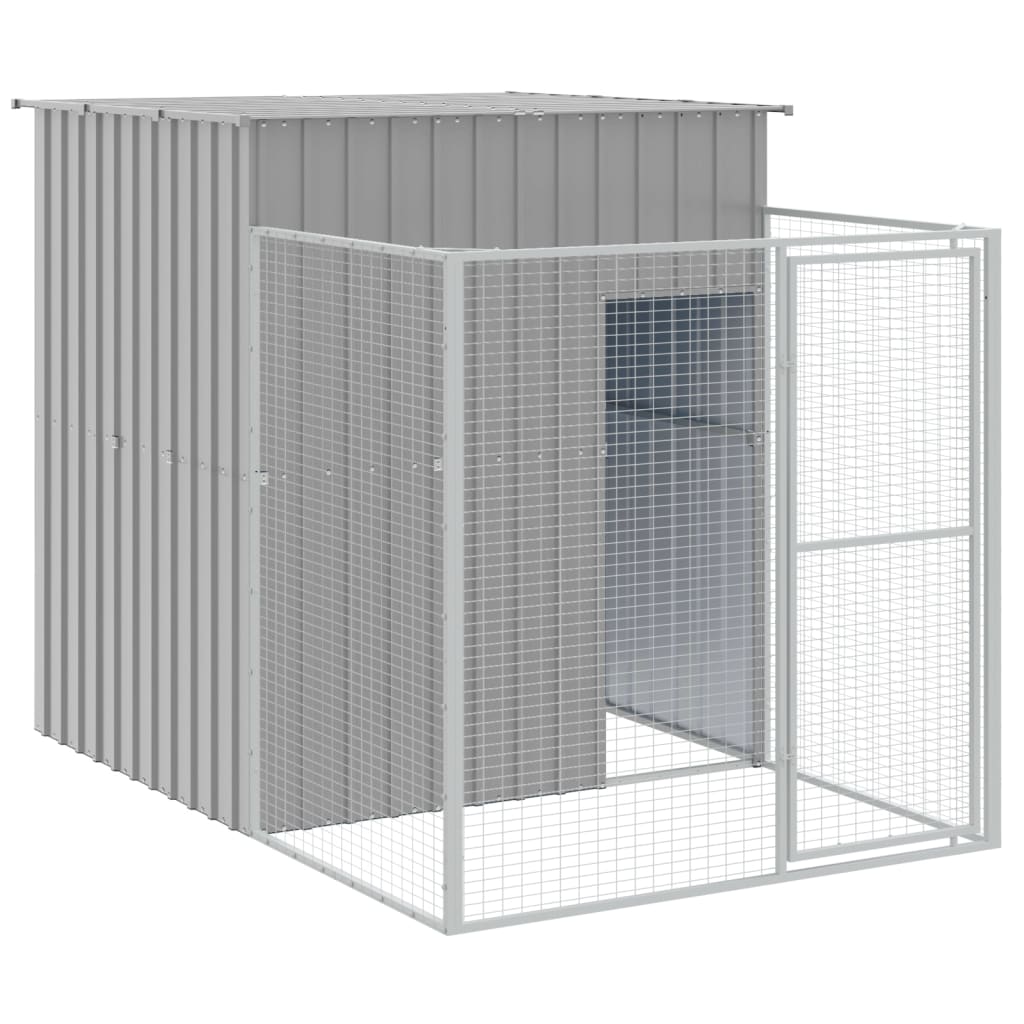 vidaXL Dog House Outdoor Dog Kennel Crate Shelter with Run Galvanized Steel